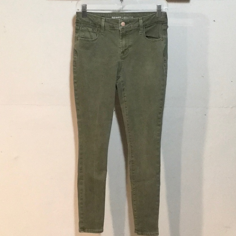 Old Navy green Rock Star mid rise jeans 6